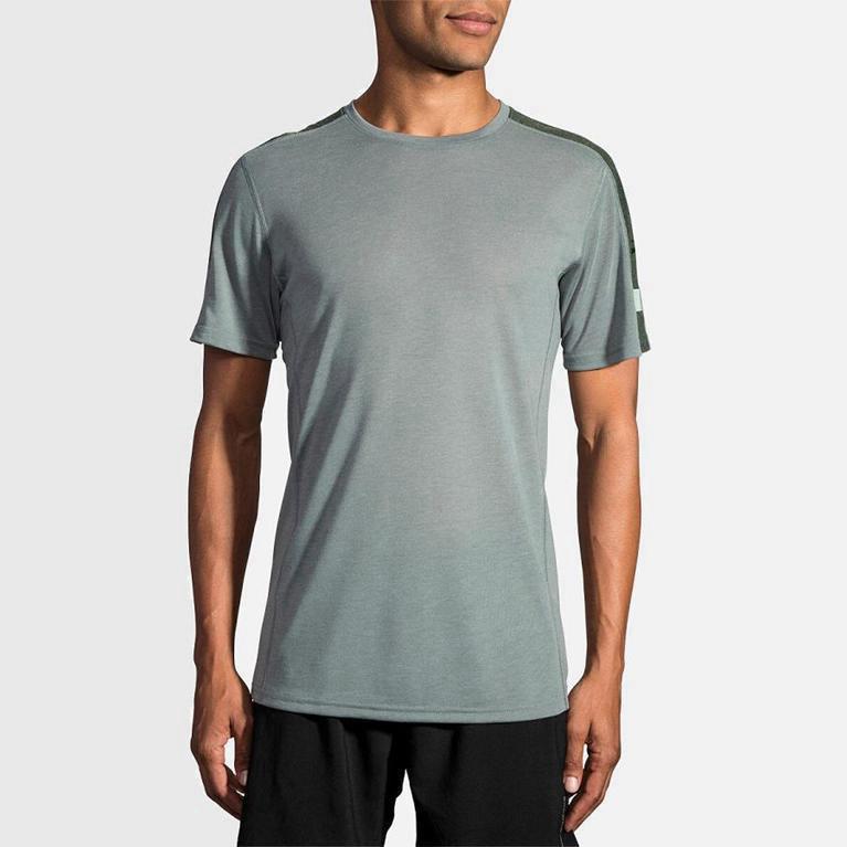 Brooks Distance Hardloopshirt voor Heren Grijs (QWSHX-7390)